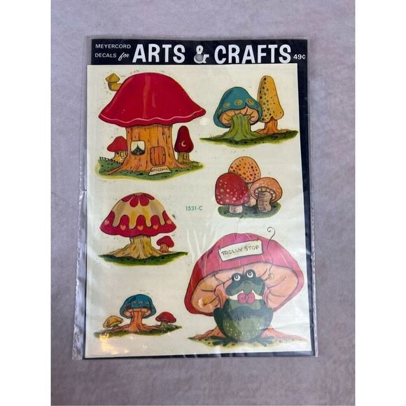 1970s Vintage Mushroom and Owl Decal Stickers - Picture 2 of 9